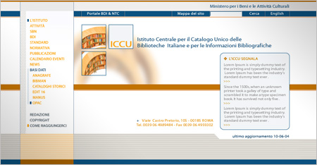 ICCU - Istituto Centrale per il Catalogo Unico delle Biblioteche Italiane ICCU - Istituto Centrale per il Catalogo Unico delle Biblioteche Italiane